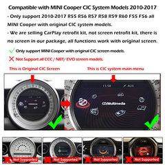 CarProKit 无线 CarPlay Android Auto AirPlay USB 镜像改装套件适用于 Mini Cooper F54 F55 F56 F57 R58 R59 R60 R61 带 CIC 系统 2010-2017 