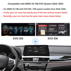 For BMW X1 F48 EVO ID5 ID6 2016-2022 Wireless CarPlay Android Auto Linux Touch Screen