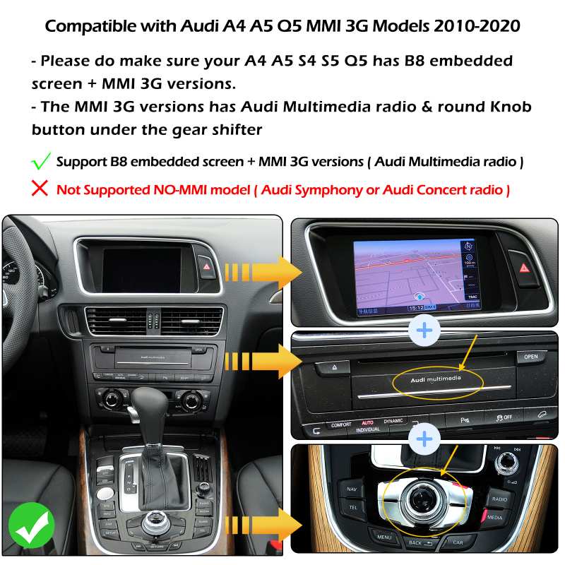 Kit CarPlay Y Android Auto Inalámbrico Para Audi A4/A5/Q5 (2008-2018) - Plug & Play, Con MMI 3G, Control Por Voz Y WiFi