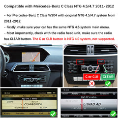 For Mercedes-Benz C Class W204 NTG 4.5/4.7 2011-2012 Wireless CarPlay Android Auto Linux Touch Screen