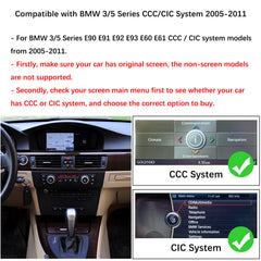 For BMW 3/5 Series CCC CIC Wireless CarPlay Android Auto 12.3" Linux Screen