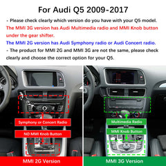 For Audi Q5 Wireless CarPlay Android Auto Linux Touch Screen 2009-2017