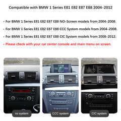 For BMW 1 Series E81 E82 E87 E88 2004-2012 Wireless CarPlay Android Auto Linux Touch Screen