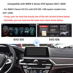 For BMW 5 Series EVO ID5 ID6 2017-2020 Wireless CarPlay Android Auto Linux Touch Screen
