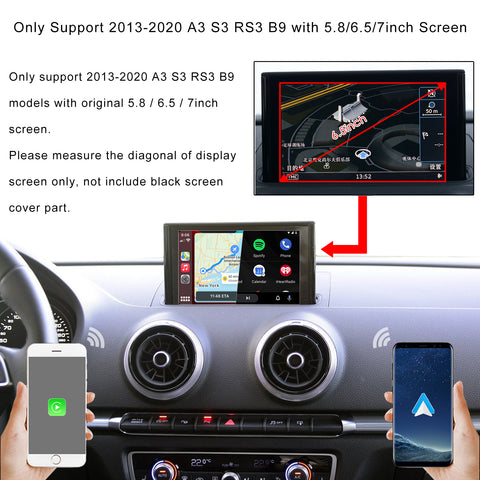 CarProKit for Audi A1 A3 A4 A5 A6 A7 A8 Q2 Q3 Q5 Q7 2010-2019 Wireless Apple CarPlay Android Auto Retrofit Kit + Front & Reverse Backup Camera
