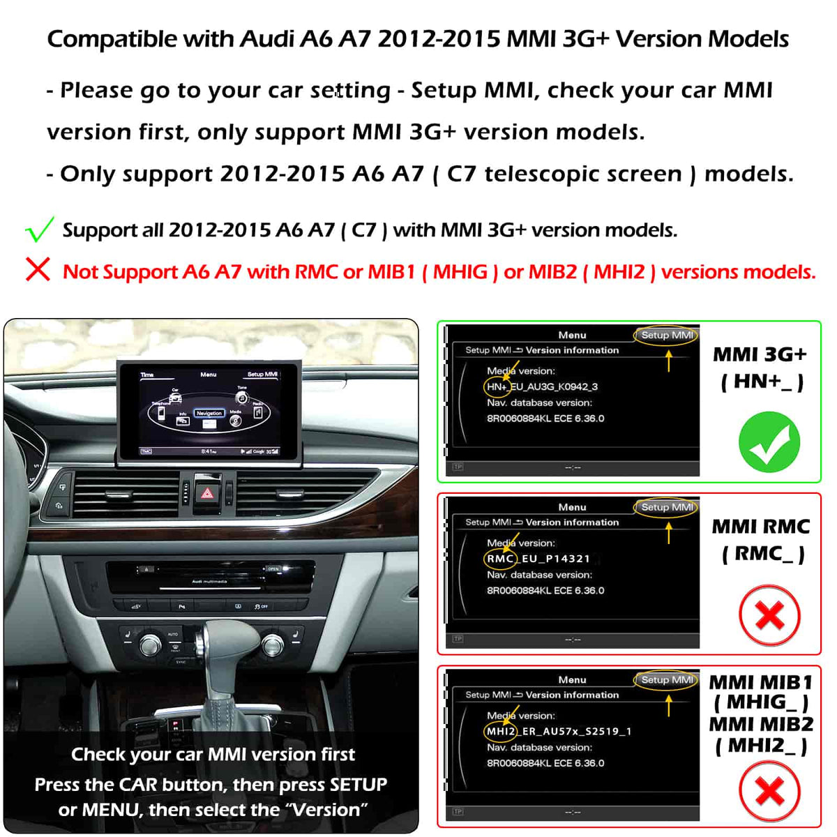 For Audi A3 A4 A5 A6 A7 A8 Q3 Q5 Q7 Wireless CarPlay Android Auto Retrofit Kit