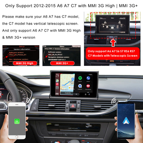 CarProKit for Audi A1 A3 A4 A5 A6 A7 A8 Q2 Q3 Q5 Q7 2010-2019 Wireless Apple CarPlay Android Auto Retrofit Kit + Front & Reverse Backup Camera