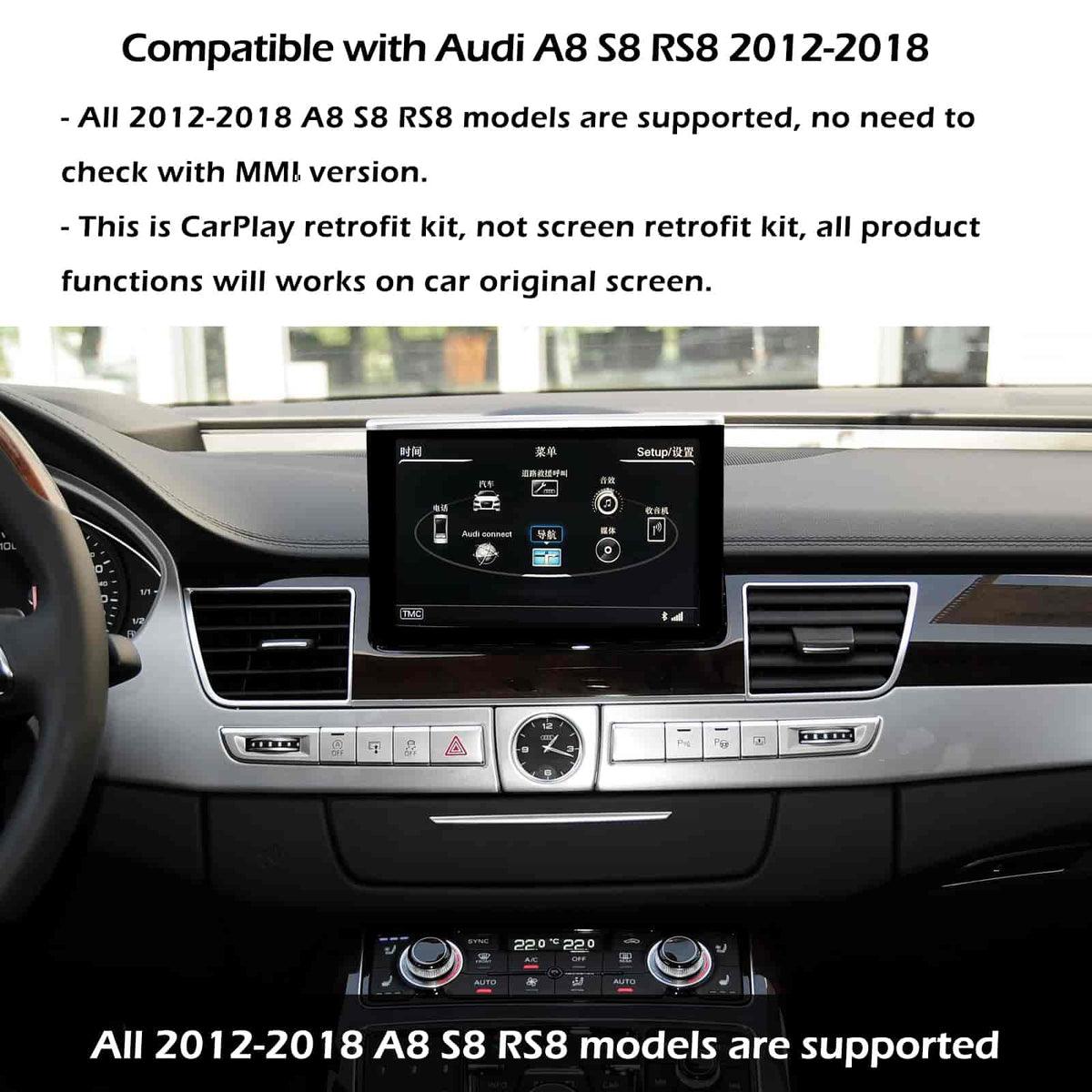 For Audi A3 A4 A5 A6 A7 A8 Q3 Q5 Q7 Wireless CarPlay Android Auto Retrofit Kit
