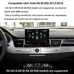 CarProKit Wireless CarPlay Android Auto Mirroring YouTube Nachrüstsatz für Audi A1 A3 A4 A5 A6 A7 A8 S3 S4 S5 S6 S7 S8 Q3 Q5 Q7 2009–2019