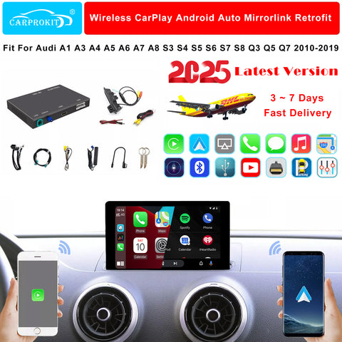 CarProKit for Audi A3 A4 A5 A6 A7 A8 Q3 Q5 Q7 2010-2019 Wireless Apple CarPlay Android Auto Retrofit Kit + Backup Camera