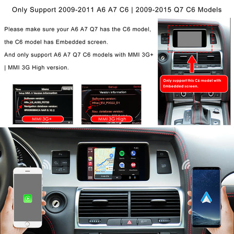 CarProKit for Audi A1 A3 A4 A5 A6 A7 A8 Q2 Q3 Q5 Q7 2010-2019 Wireless Apple CarPlay Android Auto Retrofit Kit + Front & Reverse Backup Camera