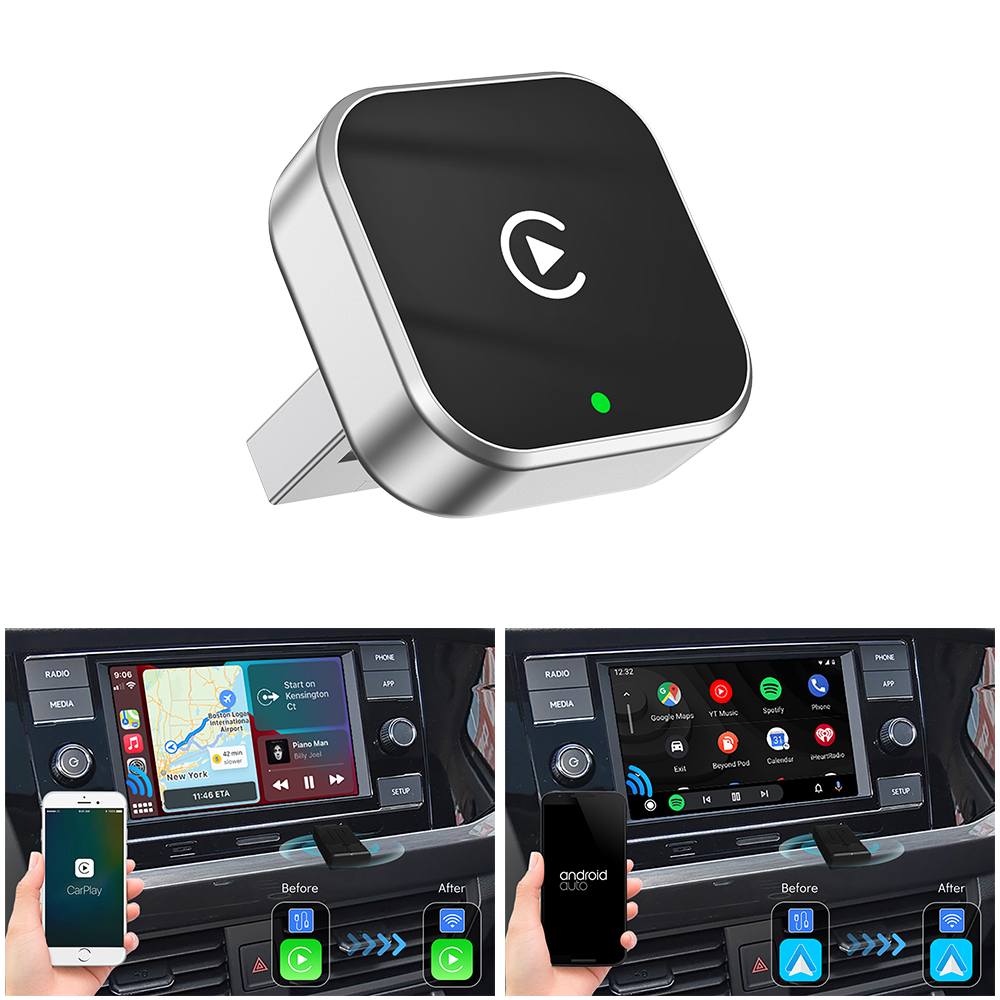 CarProKit 2.0 Wireless Apple CarPlay Android Auto Adapter Mini USB Dongle Plug & Play for 2016-2025 Cars with Factory Wired CarPlay | Android Auto