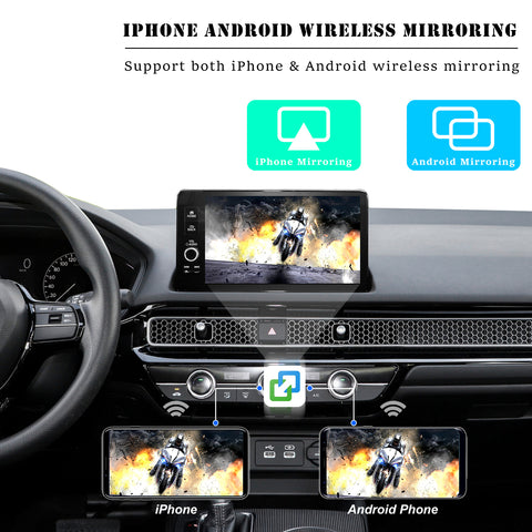 CarProKit 5.0 Wireless Apple CarPlay Android Auto Android 13.0 AI Box Screen Mirroring Built-in YouTube Netflix Hulu Disney+ QCM6225 8GB+128GB
