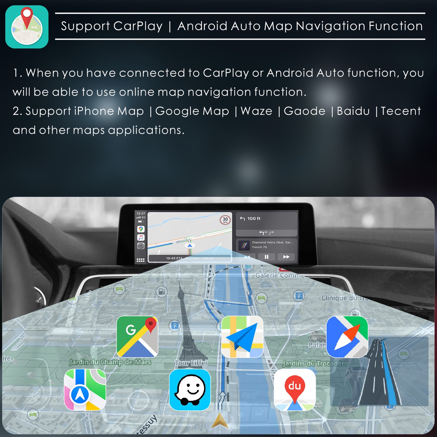 CarProKit Wireless CarPlay Android Auto Mirroring YouTube Retrofit Kit for BMW 1/2/3/4/5/6/7 Series X1 X3 X4 X5 X6 EVO System 2017-2019