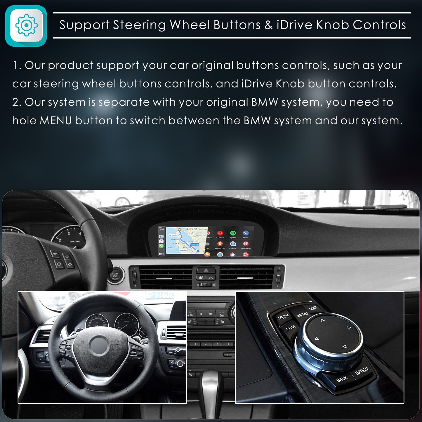 CarProKit Wireless CarPlay Android Auto Mirroring YouTube Nachrüstsatz für BMW 1/2/3/4/5/6/7 Serie X1 X3 X4 X5 X6 CIC/NBT-System 2009–2016 