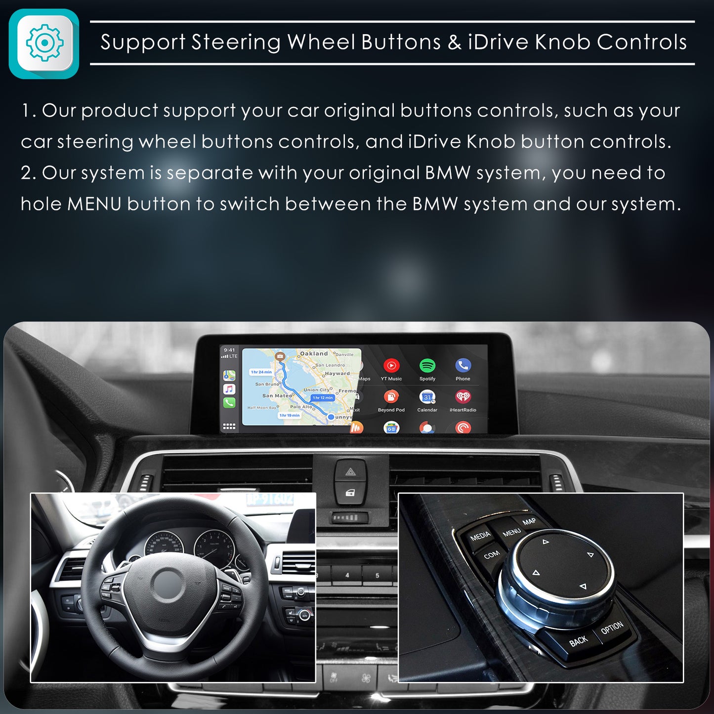 CarProKit Wireless CarPlay Android Auto Mirroring YouTube Retrofit Kit for BMW 1/2/3/4/5/6/7 Series X1 X3 X4 X5 X6 EVO System 2017-2019