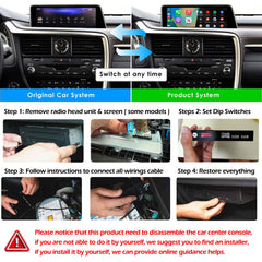 For Lexus ES IS GS LS NX LX UX RX RC LC CT Wireless CarPlay Android Auto Retrofit Kit