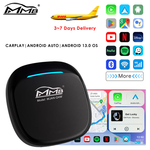 MMB MAX 5.0 Wireless Apple CarPlay Android Auto Adapter Android 13.0 YouTube Netflix AI Box 8GB+128GB For 2016-2024 Cars with Factory Wired CarPlay