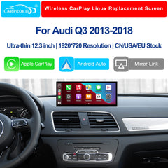 12.3" Linux Touch Screen Wireless CarPlay Android Auto for Audi Q3 2013-2018