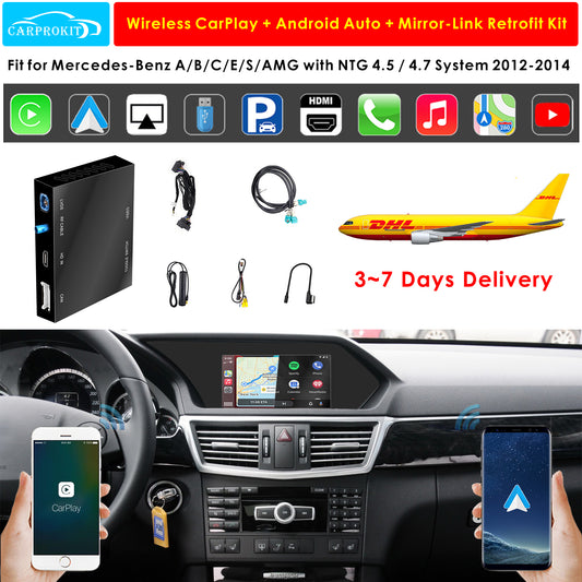 CarProKit Wireless CarPlay Android Auto Mirroring Nachrüstsatz für Mercedes Benz A/B/C/E/S CLA CLS GLA GLC GLE GLS GLK ML AMG 2012–2014 NTG 4.5 4.7