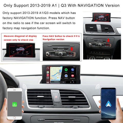 CarProKit for Audi A1 A3 A4 A5 A6 A7 A8 Q2 Q3 Q5 Q7 2010-2019 Wireless Apple CarPlay Android Auto Retrofit Kit + Front & Reverse Backup Camera