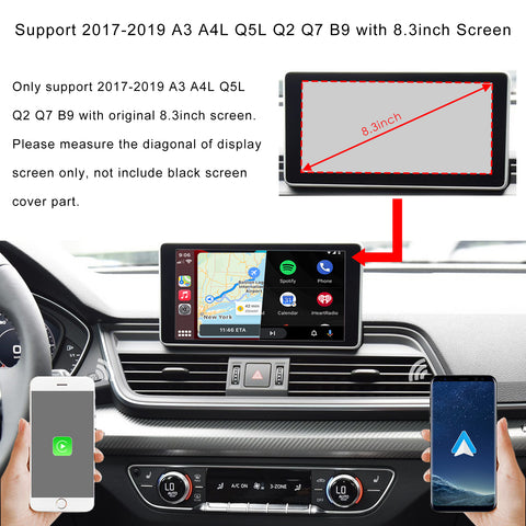 CarProKit for Audi A1 A3 A4 A5 A6 A7 A8 Q2 Q3 Q5 Q7 2010-2019 Wireless Apple CarPlay Android Auto Retrofit Kit + Front & Reverse Backup Camera