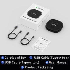 MMB Q2W Wireless Apple CarPlay Android Auto Adapter Android 13.0 YouTube Netflix AI Box 4GB+64GB For 2016-2025 Cars with Factory Wired CarPlay - CarProKit Offical Store
