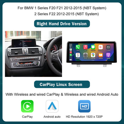 CarProKit Wireless CarPlay Android Auto Mirror-Link 10.25" HD Linux Replacement Screen Retrofit Kit for BMW 1/2/3/4 Series with NBT System 2012-2015