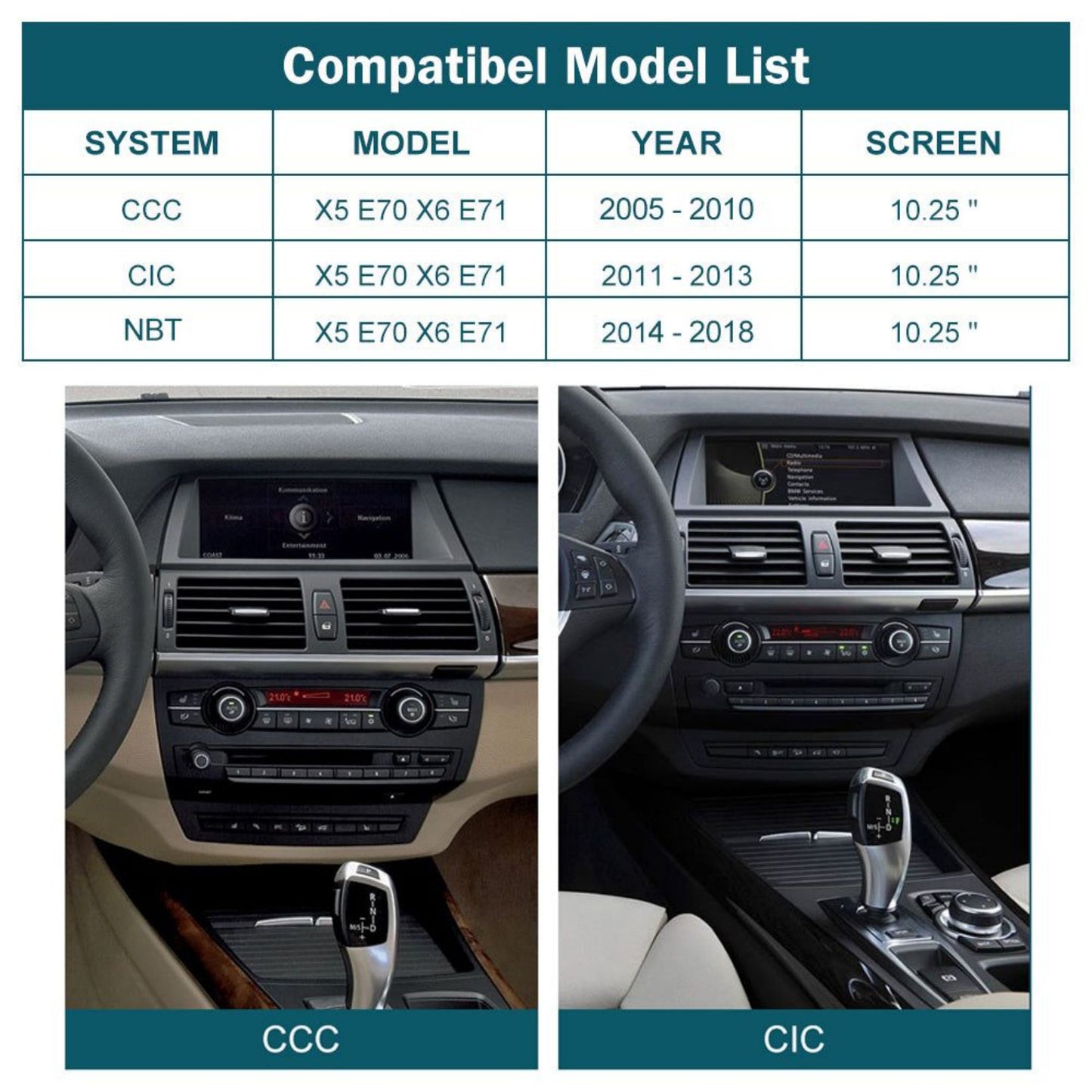 CarProKit Wireless CarPlay Android Auto Mirror-Link 8.8" 10.25" Linux Retrofit Touch Screen Kit for 2005-2018 BMW X5 X6 E70 E71 CCC CIC NBT System