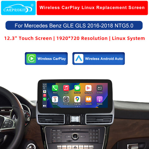 CarProKit 12.3" Wireless CarPlay Android Auto Retrofit Linux Touch Screen for Mercedes-Benz GLE GLS 2016-2018 with NTG 5.0 System