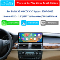 For BMW X5 X6 CCC CIC 2007-2013 Wireless CarPlay Android Auto Linux Touch Screen