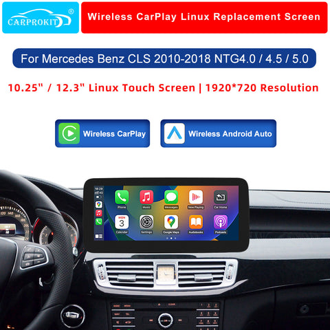 CarProKit 10.25" 12.3" Wireless CarPlay Android Auto Retrofit Linux Touch Screen for Mercedes-Benz CLS 2010-2018 with NTG 4.0/4.5/5.0 System