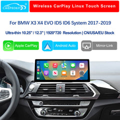For BMW X3 X4 EVO ID5 ID6 2016-2019 Wireless CarPlay Android Auto Linux Touch Screen