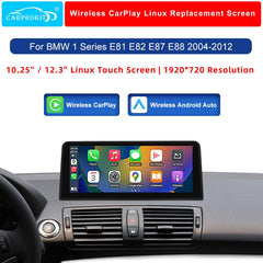CarProKit 10.25" 12.3" Wireless CarPlay Android Auto Retrofit Linux Touch Screen for BMW 1 Series E81 E82 E87 E88 with CCC CIC System 2004-2012