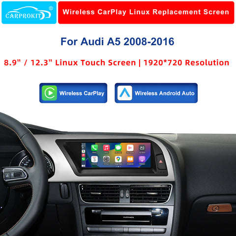 CarProKit 8.9" 12.3" Wireless CarPlay Android Auto Retrofit Linux Touch Screen for Audi A5 Multimedia Symphony Concert Radio 2008-2016