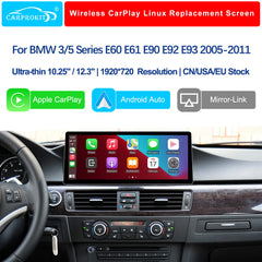 For BMW 3/5 Series CCC CIC Wireless CarPlay Android Auto 12.3" Linux Screen