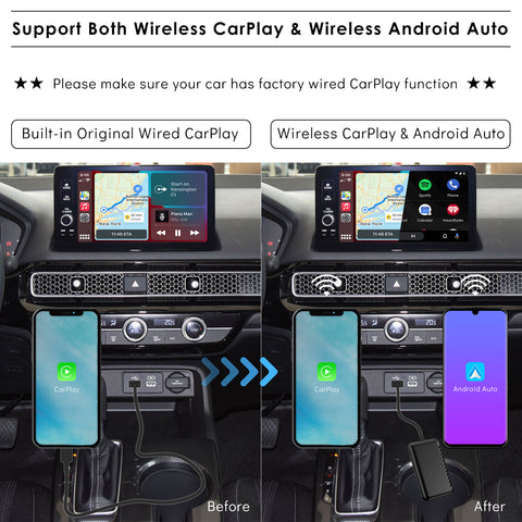 CarProKit 3.0 Wireless CarPlay Android Auto Adapter Android 11.0 AI Box Car Screen Mirroring Device YouTube Netflix Hulu Disney+ QCM2290 2GB+16GB