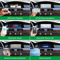 For BMW 5 Series CCC CIC 2005-2010 Wireless CarPlay Android Auto Linux Touch Screen