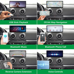 For Audi A3 Wireless CarPlay Android Auto Linux Touch Screen 2014-2019