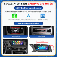 CarProKit 8.9" 12.3" Wireless CarPlay Android Auto Retrofit Linux Touch Screen for Audi A4 Multimedia Symphony Concert Radio 2013-2015
