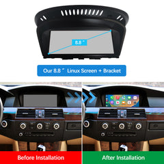 For BMW 5 Series CCC CIC 2005-2010 Wireless CarPlay Android Auto Linux Touch Screen