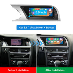 For Audi A4 Wireless CarPlay Android Auto Linux Touch Screen 2009-2012