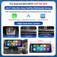 CarProKit 8.9" 12.3" Wireless CarPlay Android Auto Retrofit Linux Touch Screen for Audi A4 Multimedia Symphony Concert Radio 2013-2015