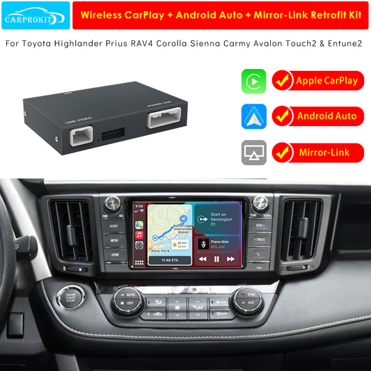 CarProKit Wireless CarPlay Android Auto Mirroring Nachrüstsatz für Toyota Highlander Prius RAV4 Corolla Sienna Carmy Avalon Touch2 &amp; Entune2 System