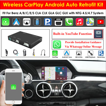 CarProKit Wireless CarPlay Android Auto Mirroring Retrofit Kit For Mercedes Benz A/B/C/E/S CLA CLS GLA GLC GLE GLS GLK ML AMG 2012-2014 NTG 4.5 4.7