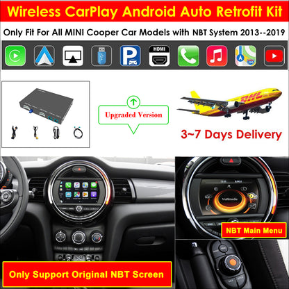 CarProKit Wireless CarPlay Android Auto AirPlay USB Mirroring Retrofit Kit for Mini Cooper F54 F55 F56 F57 R58 R59 R60 R61 with NBT System 2014-2018