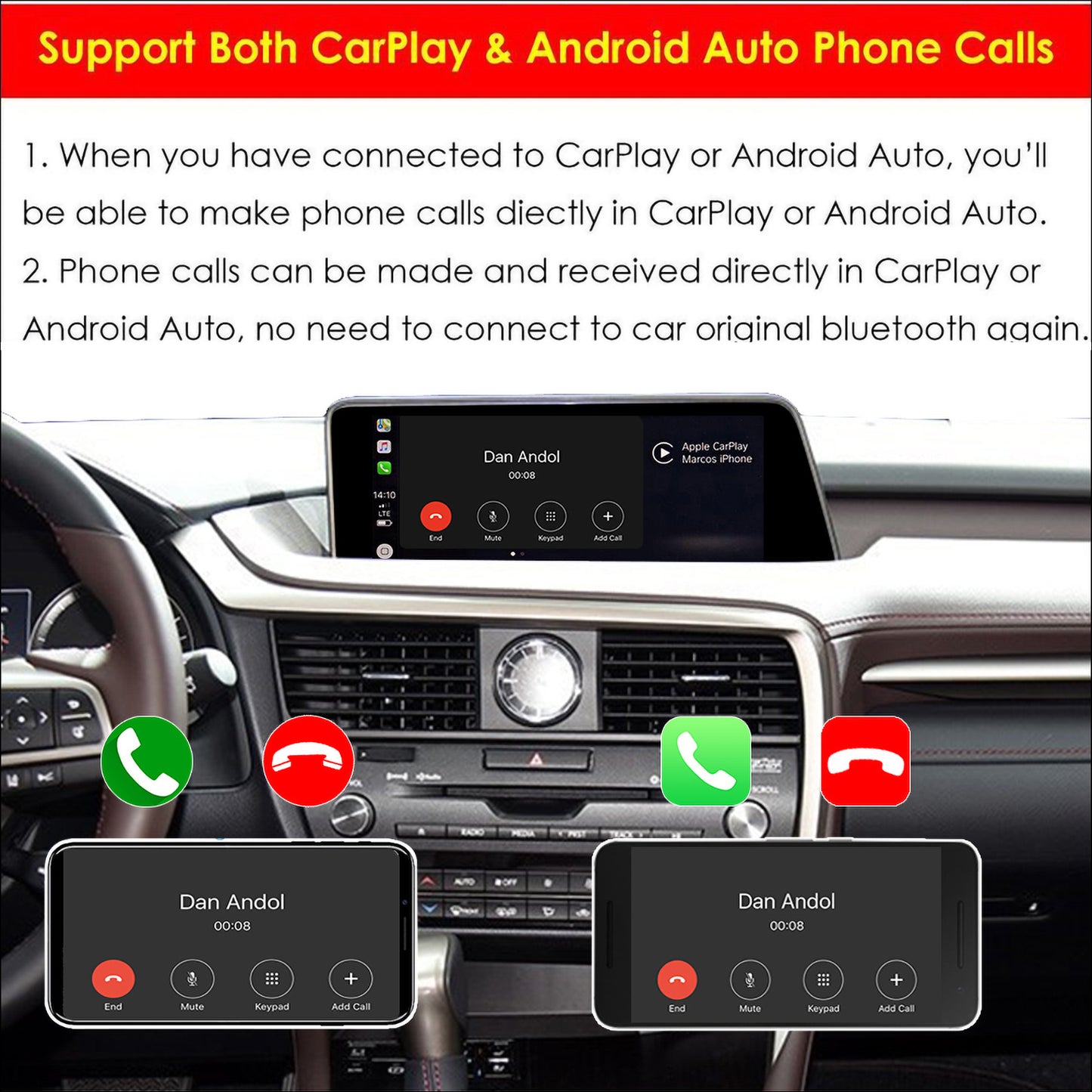 CarProKit Wireless CarPlay + Android Auto + Mirroring Retrofit Module Kits for Lexus ES IS GS LS NX RX LX UX GX RC LC CT 2014-2019