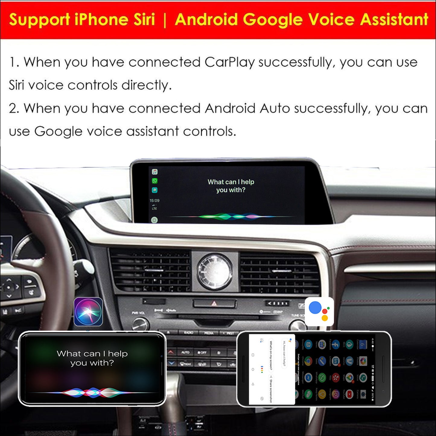 CarProKit Wireless CarPlay + Android Auto + Mirroring Nachrüstmodul-Kits für Lexus ES IS GS LS NX RX LX UX GX RC LC CT 2014–2019 