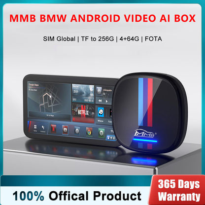 MMB BMW Android 10 Video AI Box, 4GB+64GB, Support 4G LTE SIM / TF Card Slot For BMW EVO ID6 ID7 with Factory Wireless CarPlay