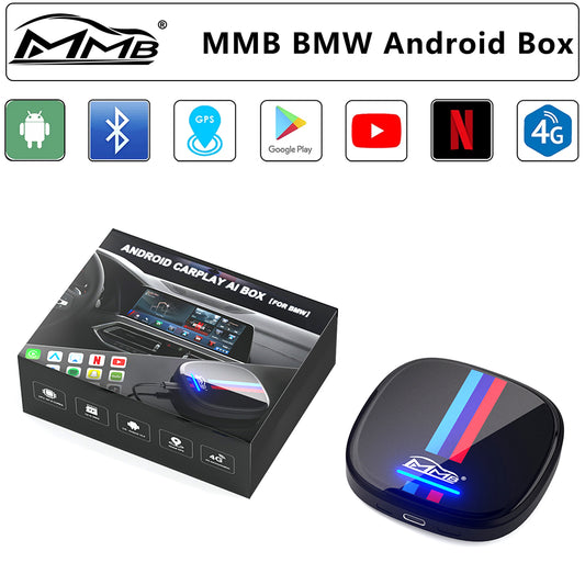 MMB BMW Android 10 Video AI Box, 4GB+64GB, Support 4G LTE SIM / TF Card Slot For BMW EVO ID6 ID7 with Factory Wireless CarPlay